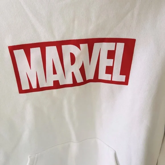 Marvel Graphic Print red&white Logo hoodie drawstring pullover sweater Women’s S - Picture 2 of 10